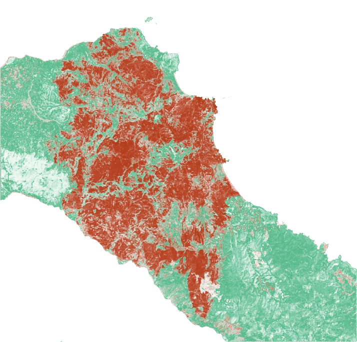 The burnt areas of Greece, drawn by the author